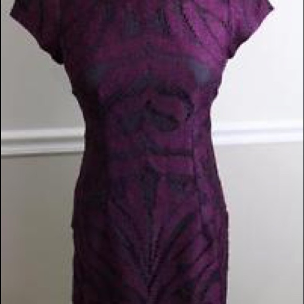Nanette Lepore purple w/black lace overlay dress - Picture 2 of 3